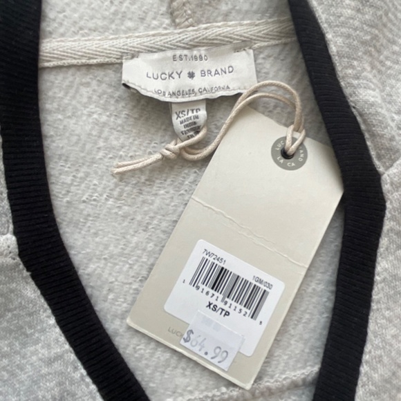 Lucky Brand Sweatshirt Pullover Cotton Grey Hoodie Size XS NWT - Picture 6 of 13